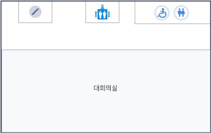 오부면 별관1층 안내도 - 왼쪽부터 소회의실, 면장실, 화장실 및 계단이 있습니다.